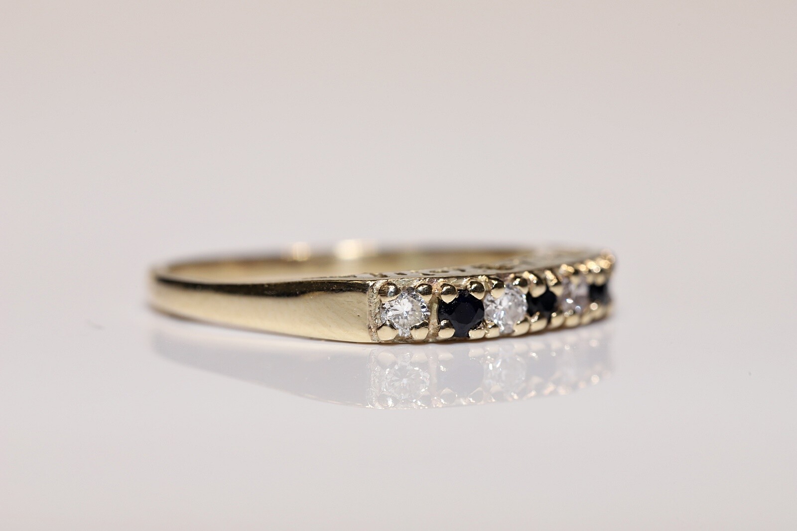Antique Circa 1900s 9k Gold Natural Diamond And Sapphire Ring