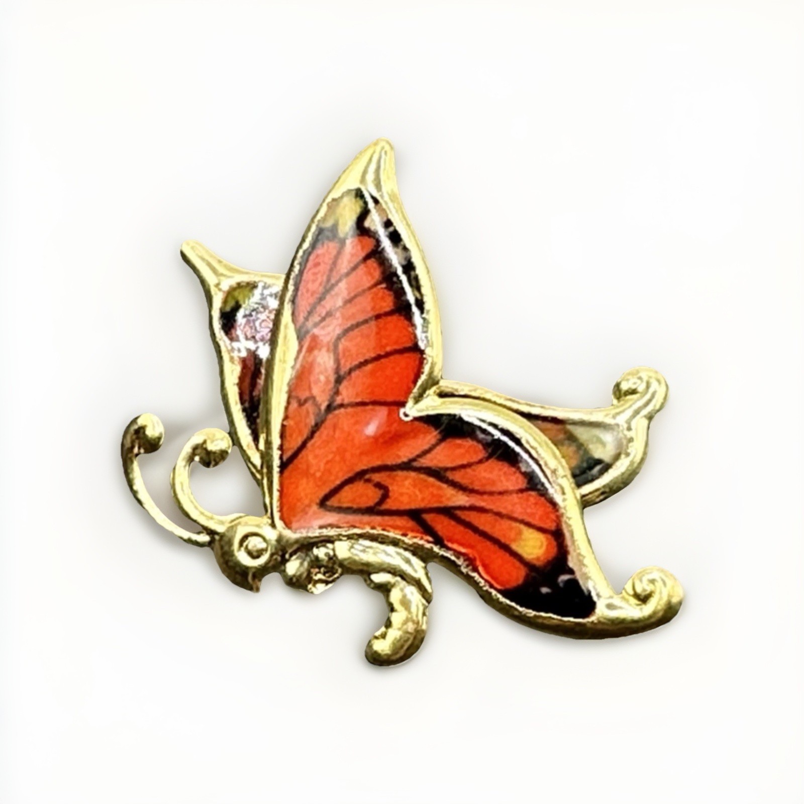 Vintage Monarch Butterfly Brooch Pin J44N
