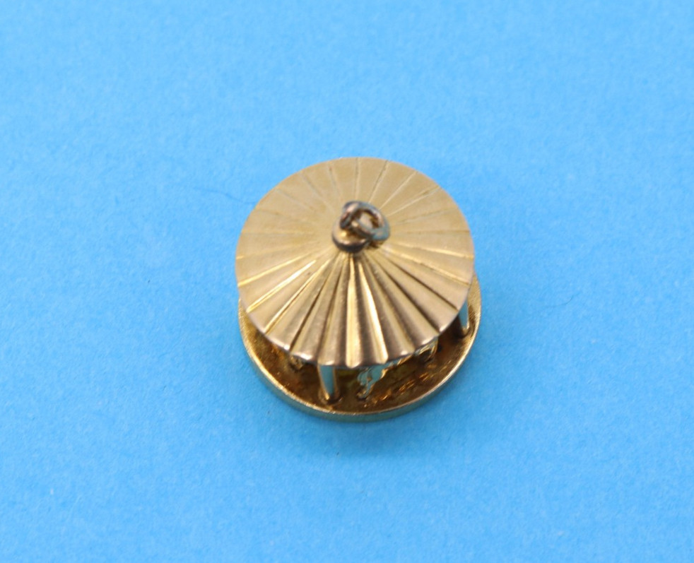 Vintage 12K Gold Filled Carousel Movable 3/4″ Pendant Charm Signed JMS