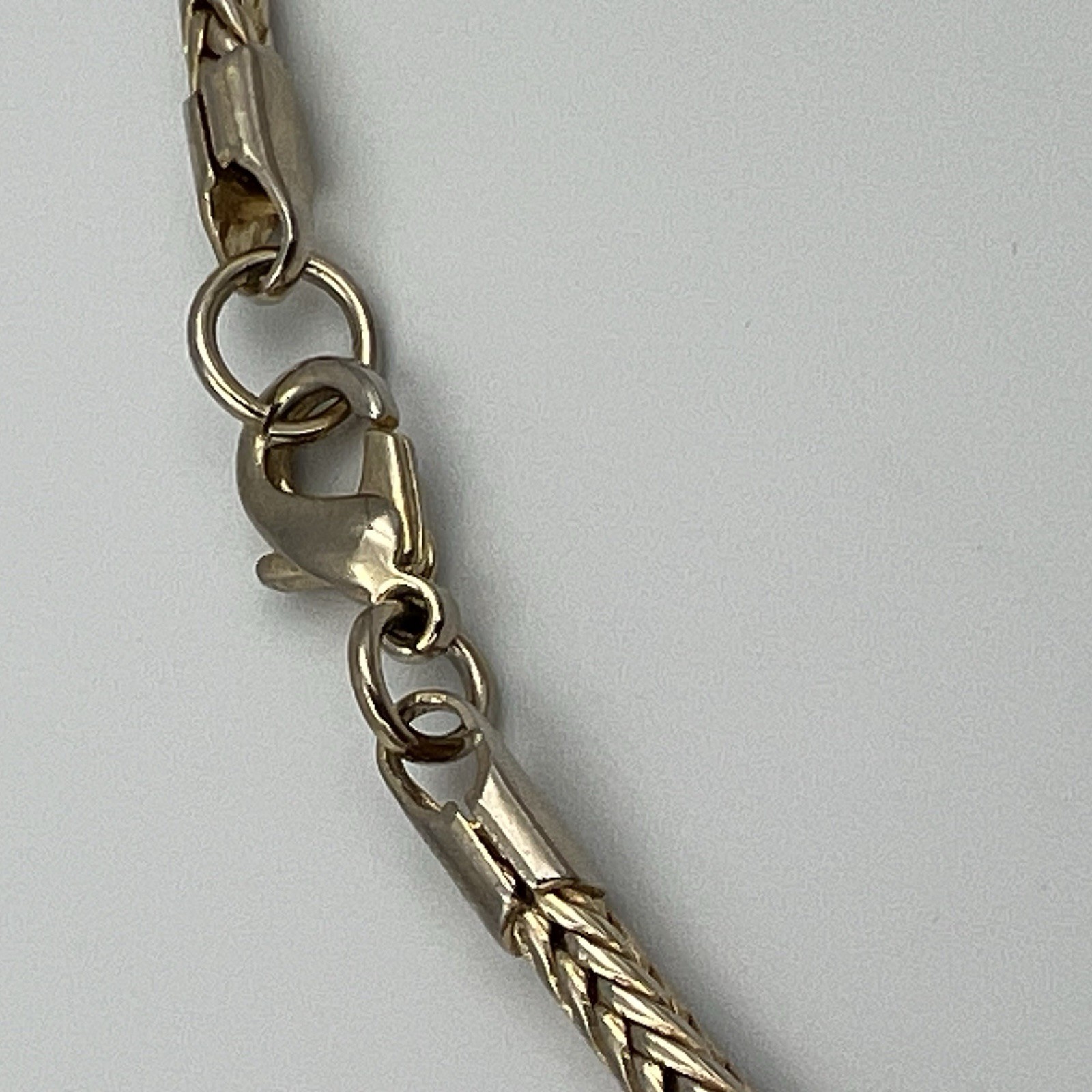 Vintage Roman Gold Tone Wheat Chain Necklace Signed Blue Glass Pendant