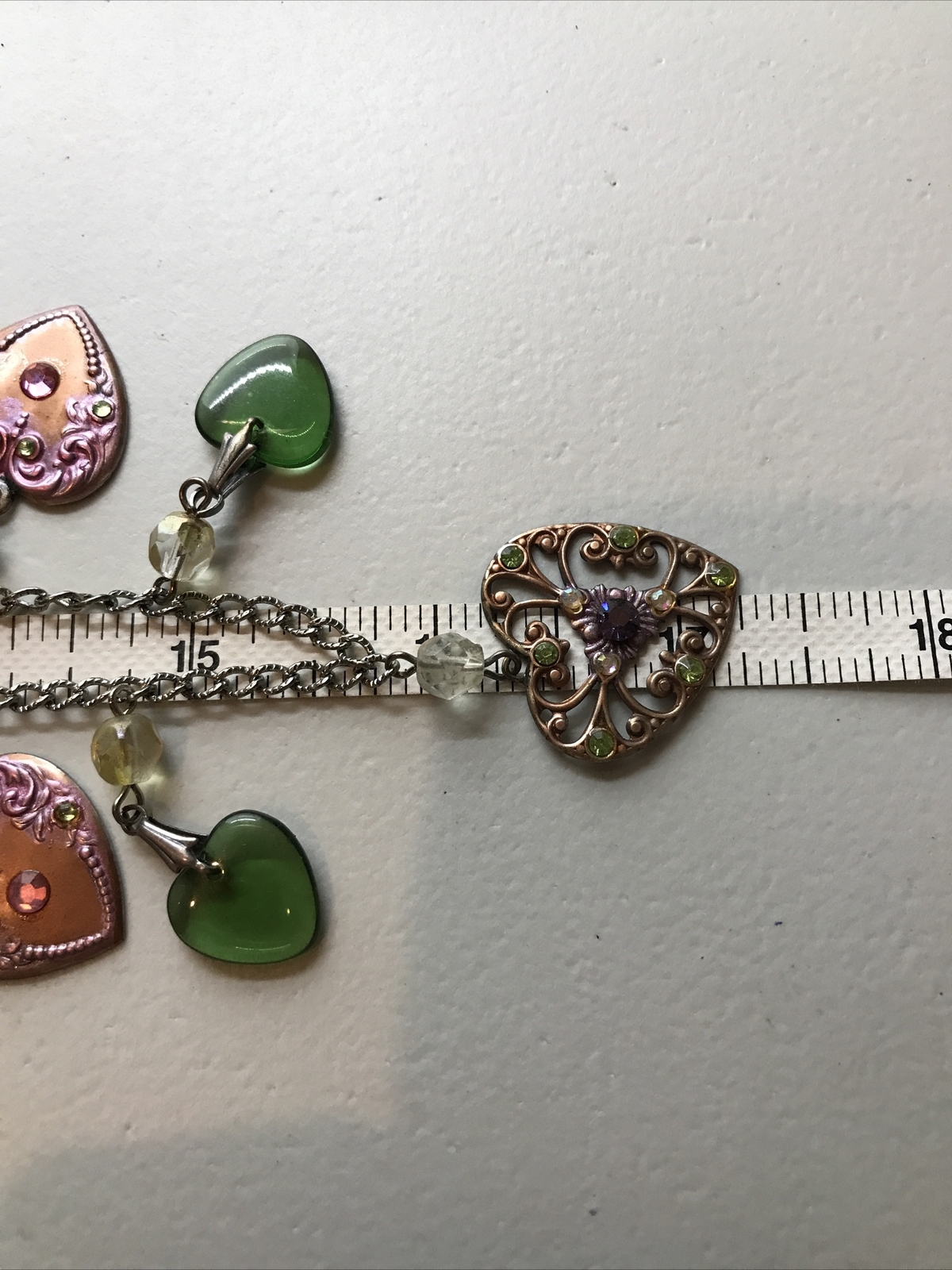 Vintage Glass Works Studio Glass & Silver Charms in Multi Colors Necklace 17