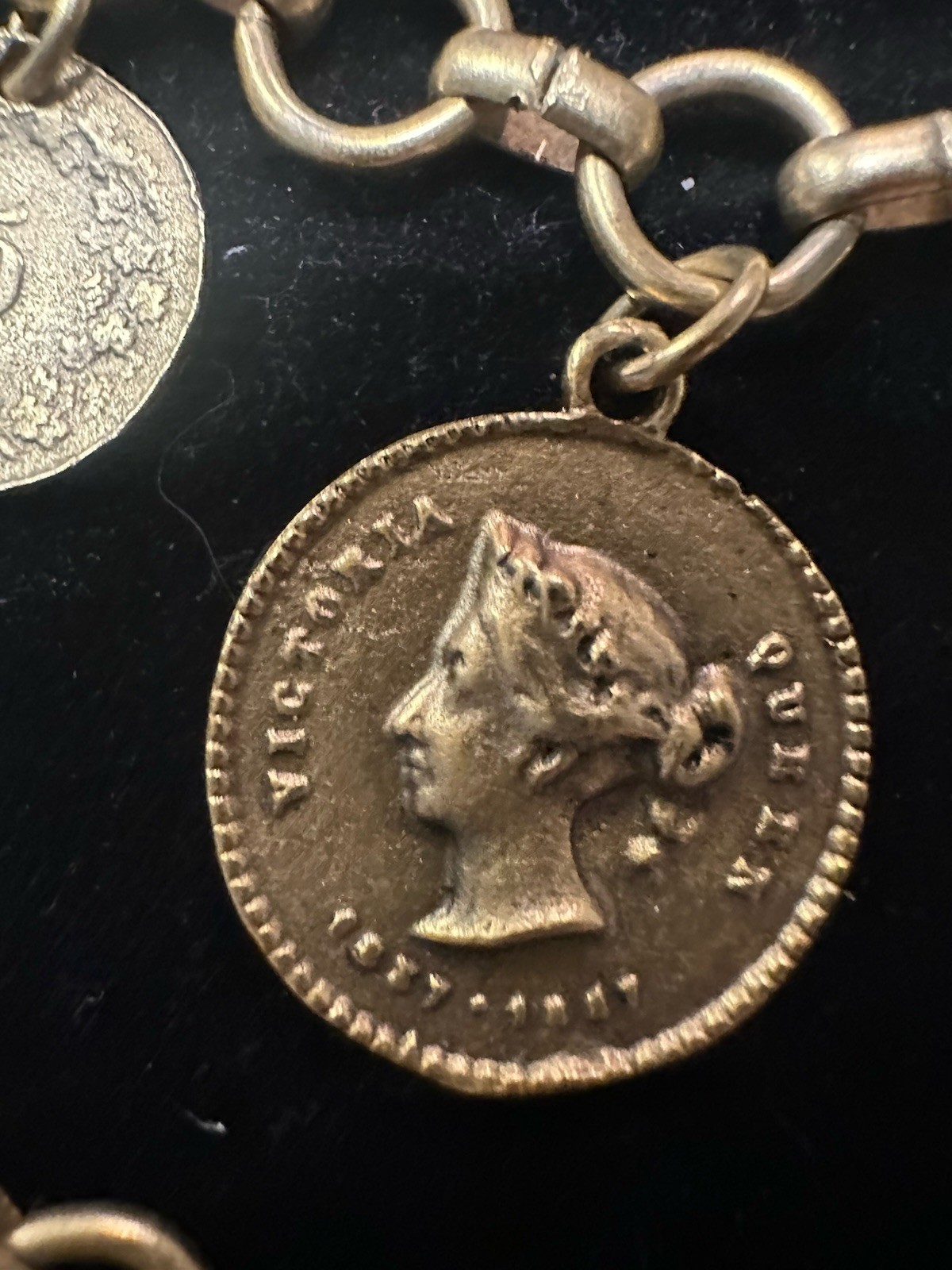 Vintage Coin Necklace Yochi New York 24 Kt Gold Plated Double Strand Link Signed