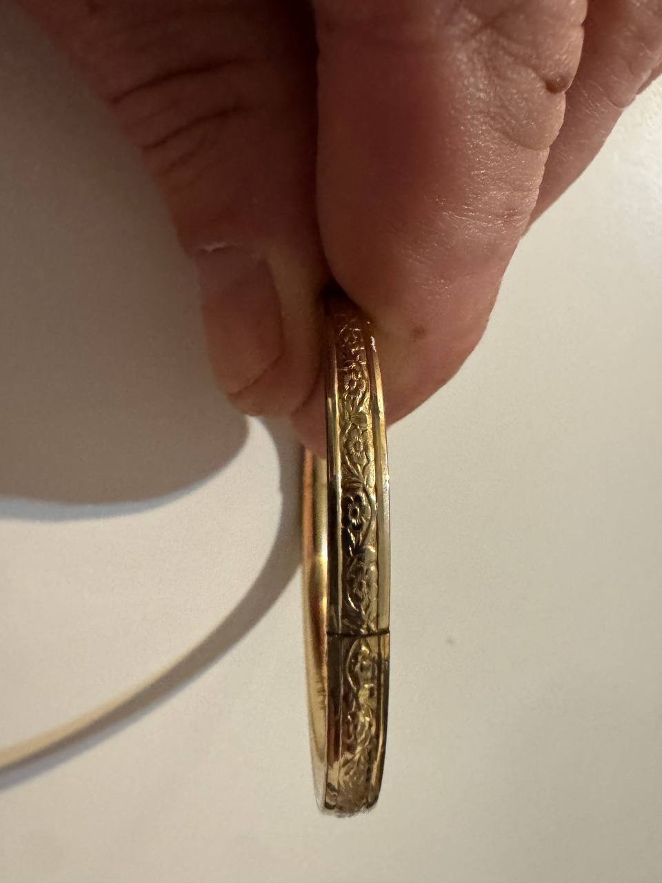 Vintage Ballou BAB Gold Filled Etched Hinged Bangle Bracelet Children’s