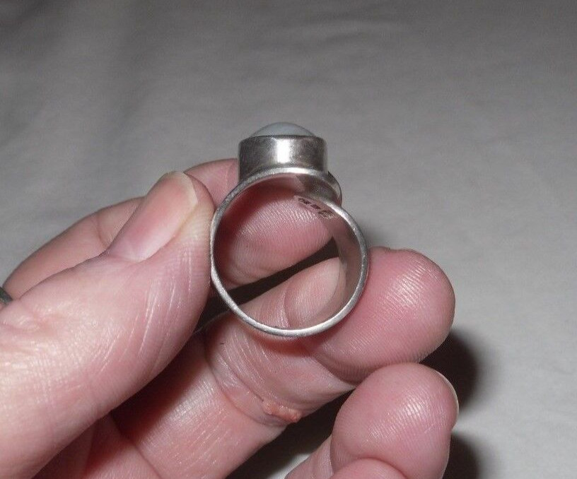 VINTAGE STERLING SILVER 925 MEXICO ATI WHITE STONE RING SIZE 7 WEIGHS 12 GRAMS