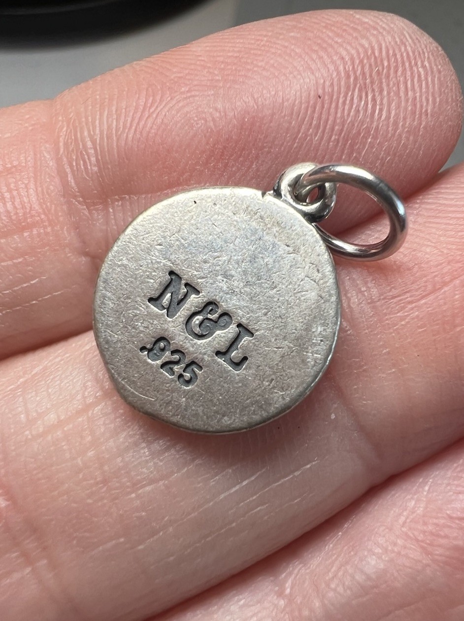 Vintage Sterling Silver 925 N And L May Birthstone Disc Charm