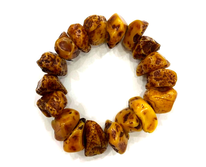 Opulent Natural Amber Powder Beaded Bracelet Vintage Luxury Boho Chic Jewelry