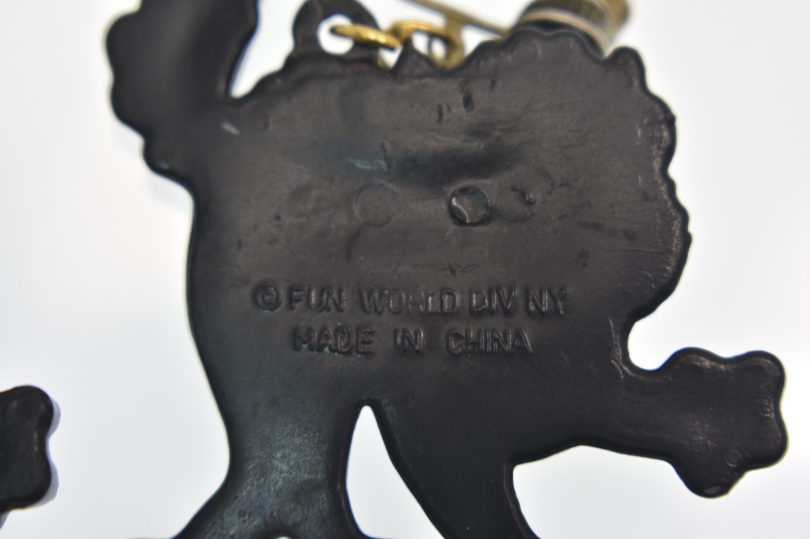 Vintage Fun World Black Cat plastic dangle clip on earrings