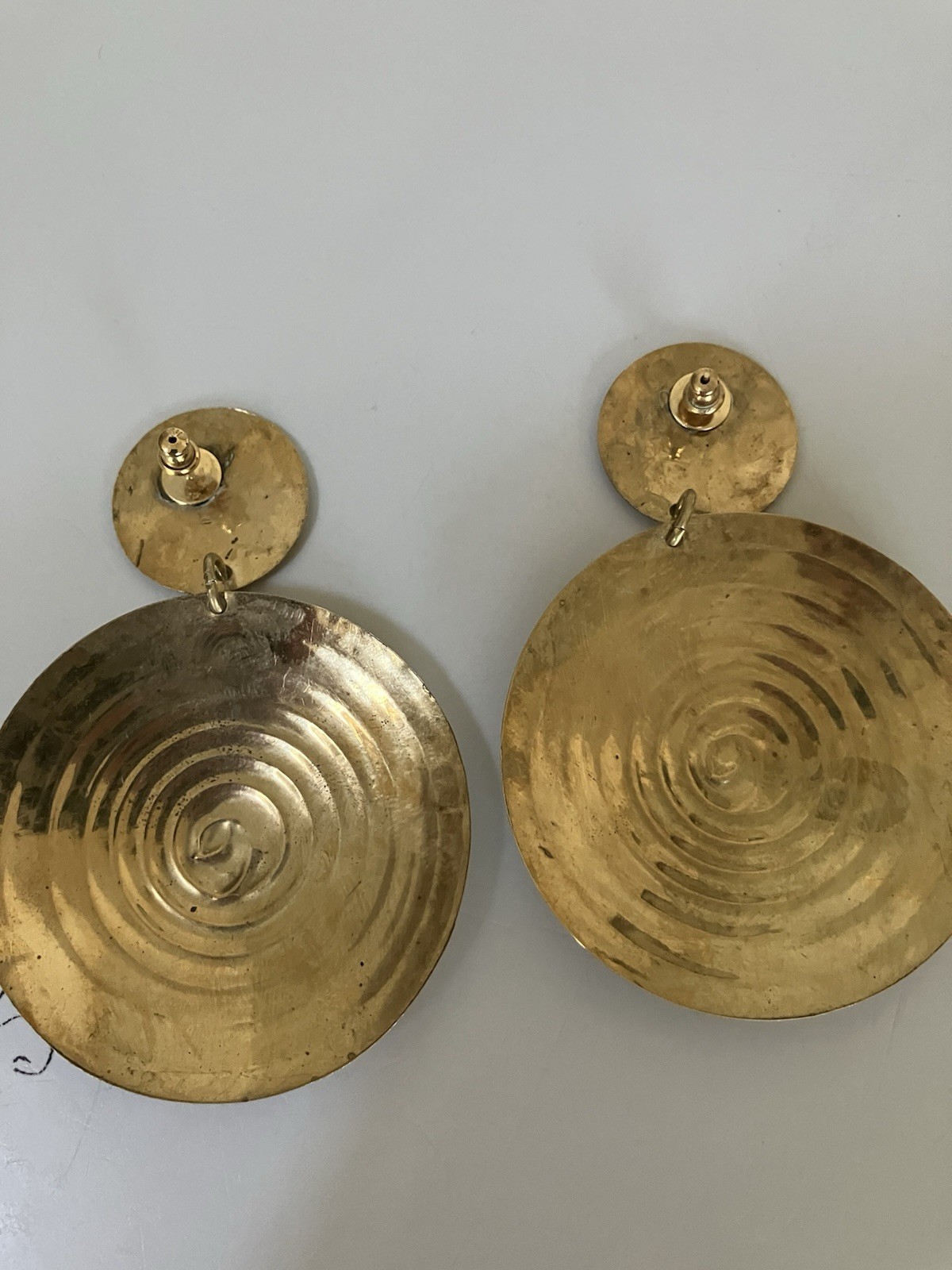 Vintage Brass Earrings-Lot Of 3- Statement Pieces