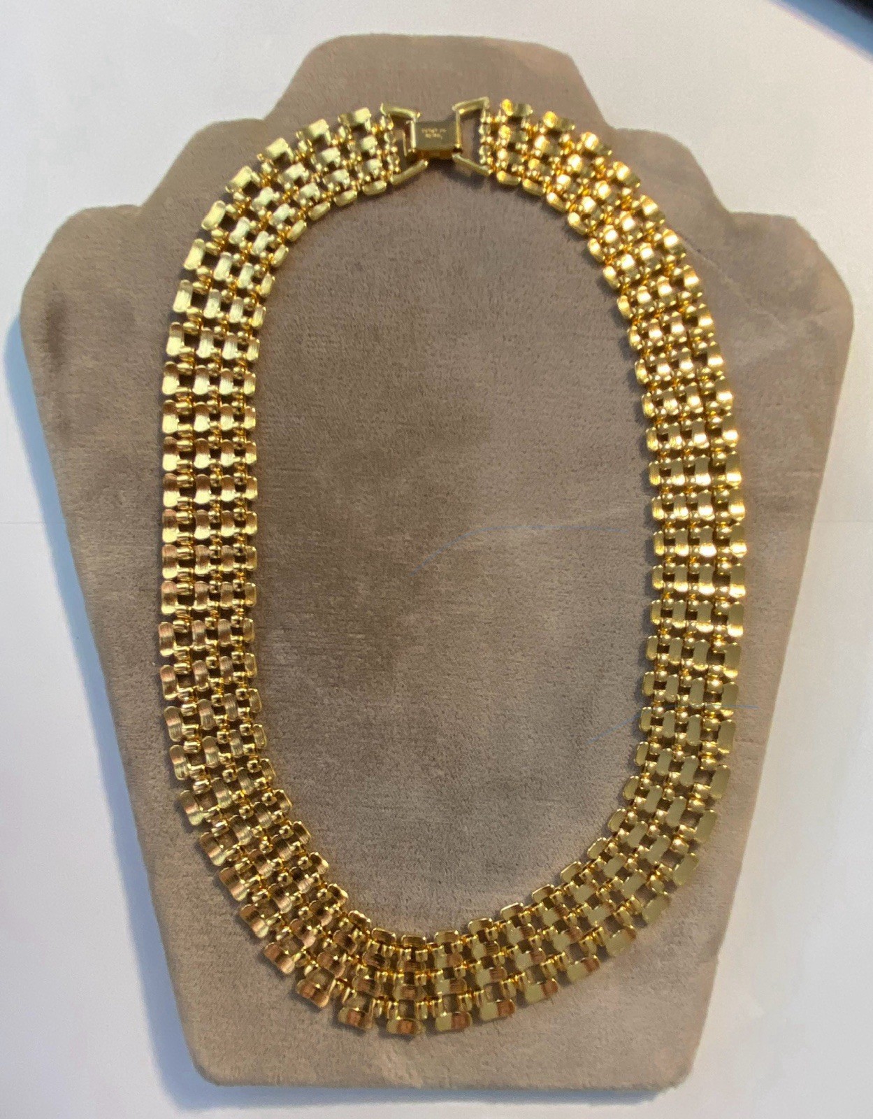 1950 Vintage • Beautiful Napier Gold Tone Panther Link Choker Necklace 16.5”