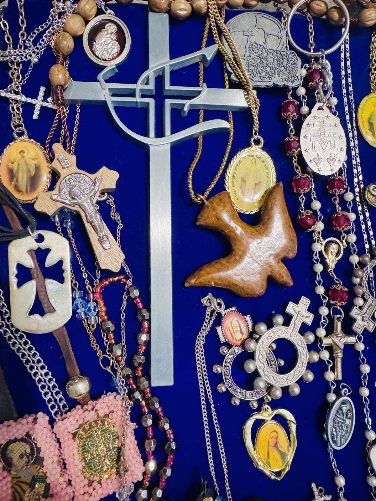 Vintage Modern Religious Cross Necklace Jewelry Lot 120+ Italy Germany Bethlehem