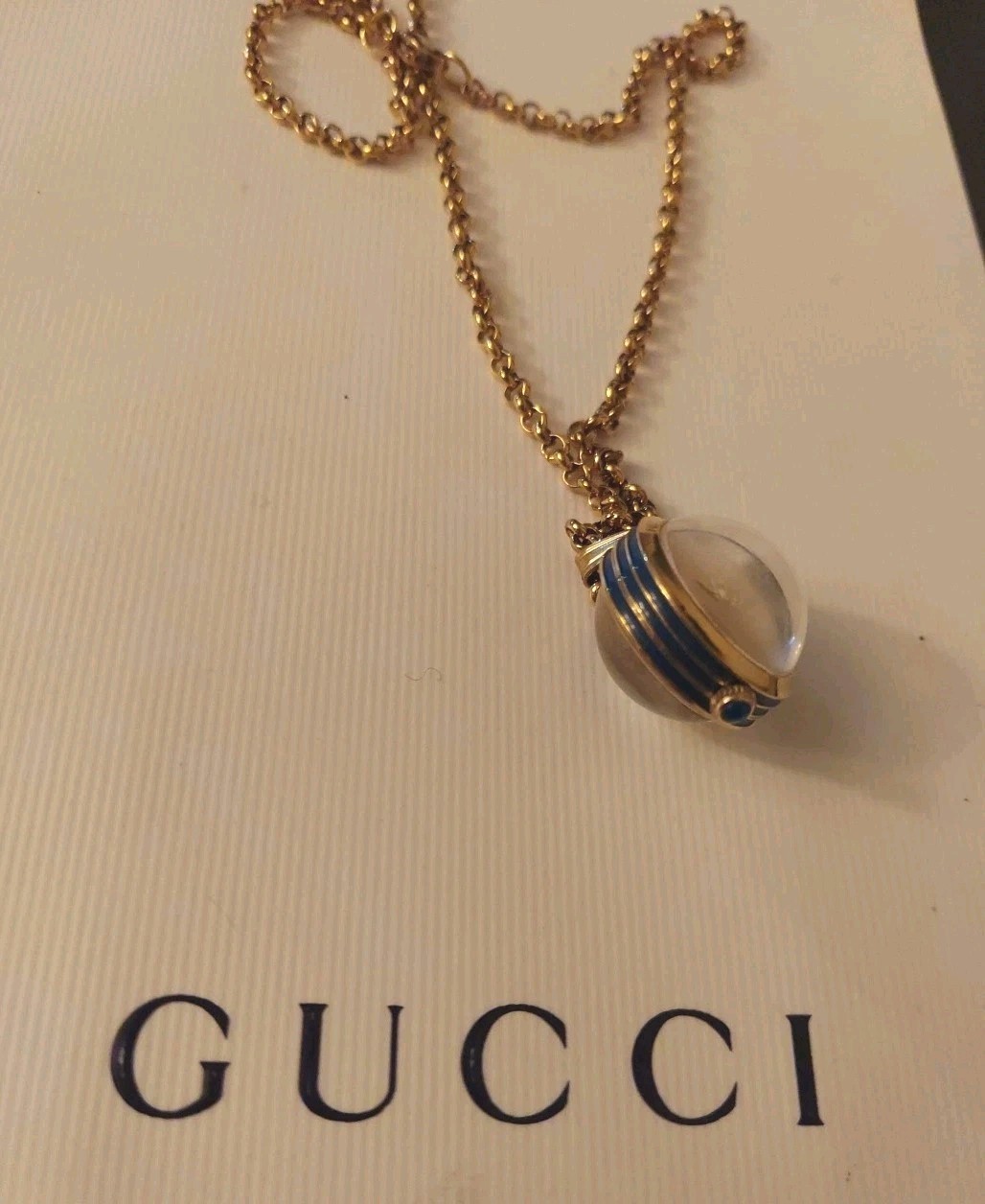Beautiful Gucci sphere watch, necklace, manual wind, 1981 vintage, EVC!