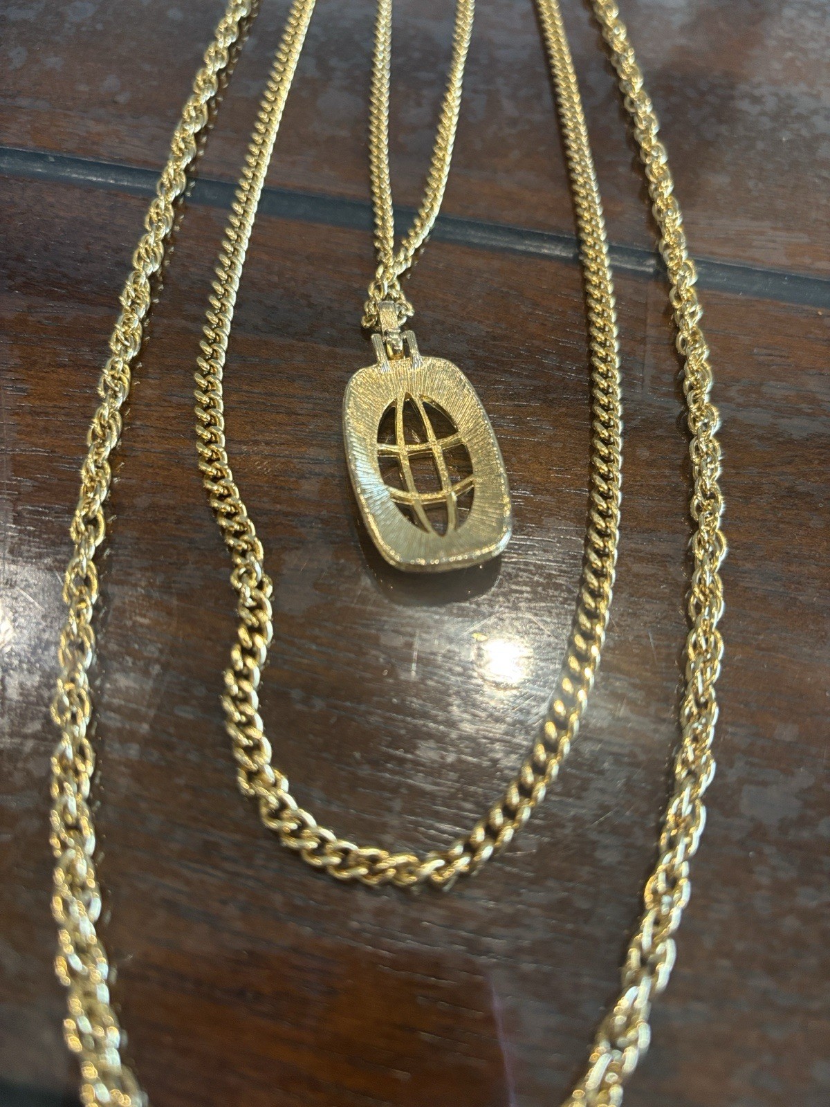 Vintage Three Tier Necklace With Small Medallion Woman’s