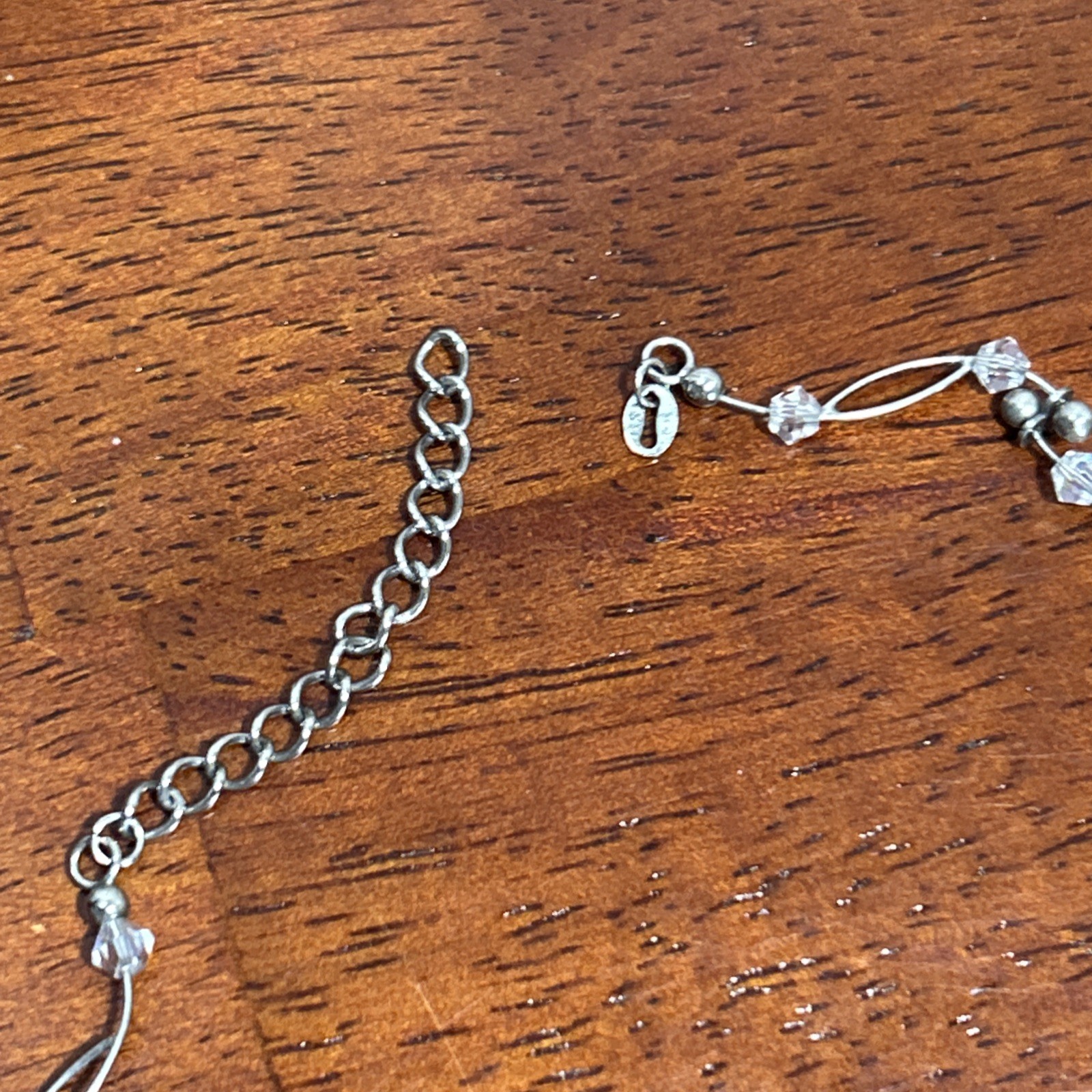 Vtg GSJ 925 Wave Link Beaded Station Necklace For Repair Broken Missing Clasp