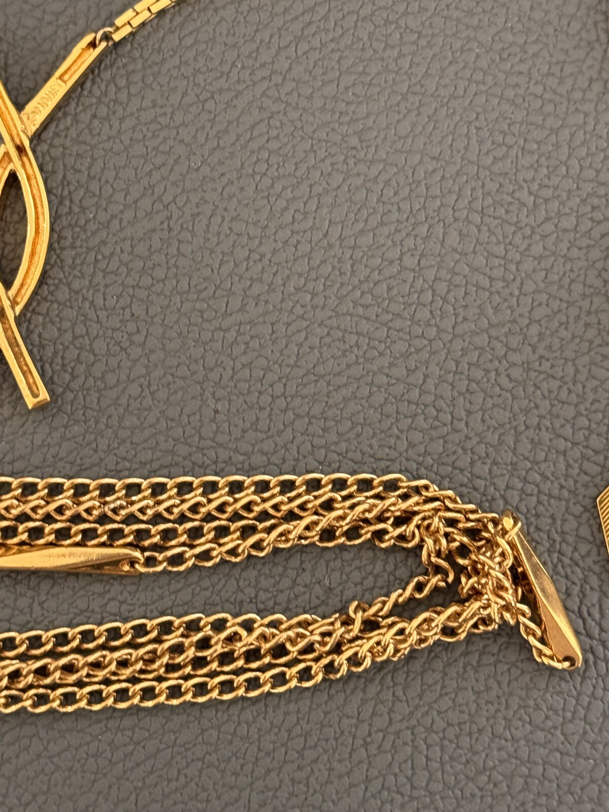 Vintage MONET Jewelry Chain Necklaces Brooch Earrings Lot Of 5 Gold Tone Marked