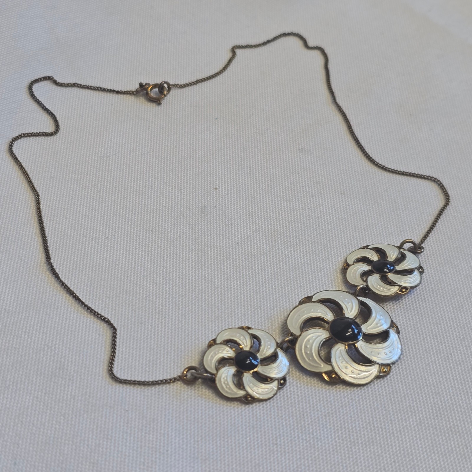 Vtg Sterling Silver Gold Wash Floral Necklace 11.17g Fine Jewelry 16.75″ Chain