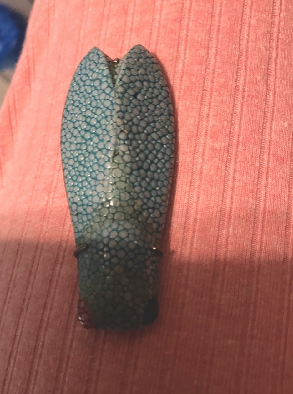 Cicada Bug Vintage pin brooch deco shagreen eel skin OFAK Rare