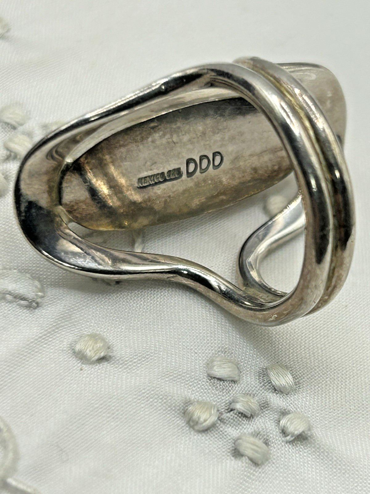 Signed DDD Dominique Dinouart Sterling Silver MOP Ring Size 9