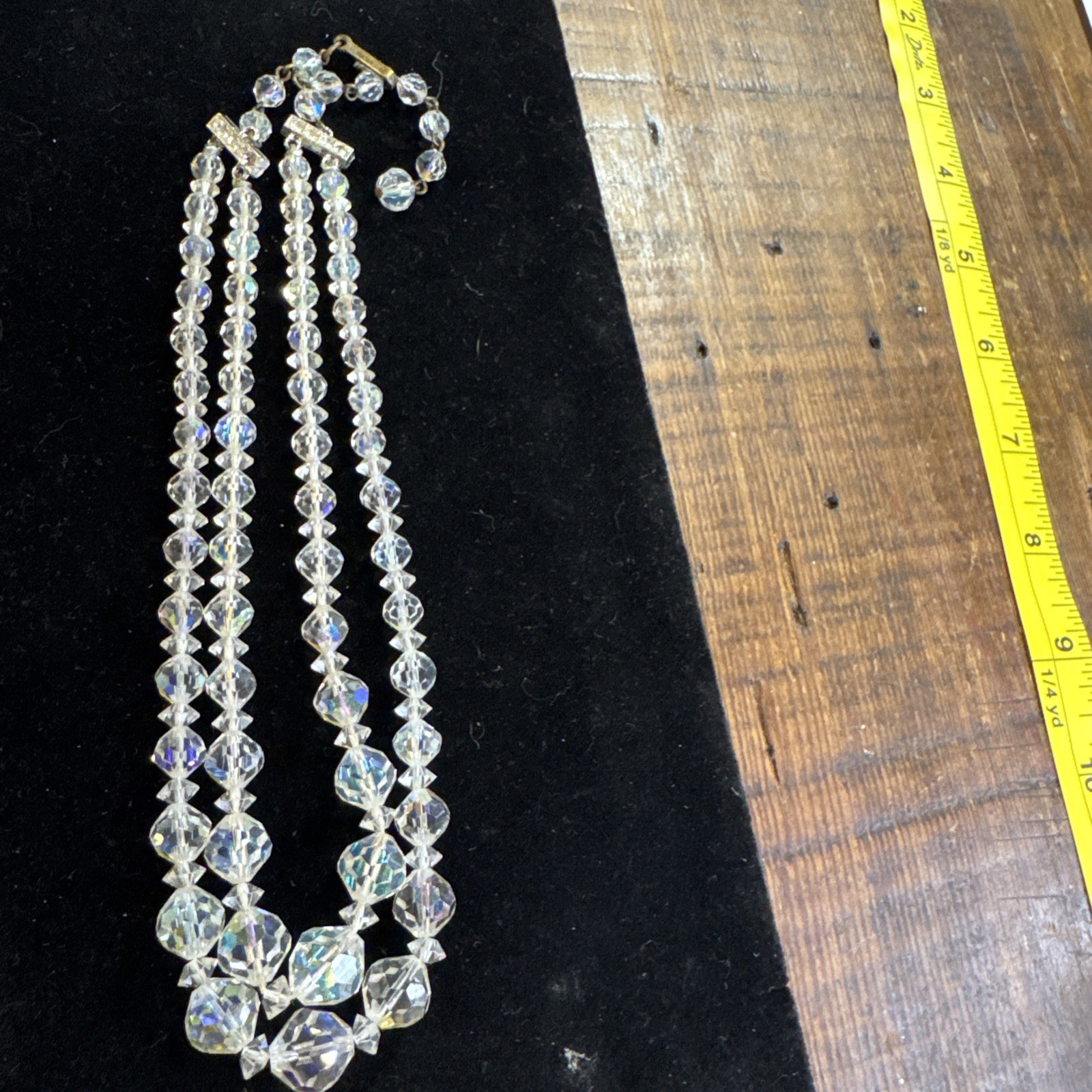 LAGUNA Crystal Faceted Aurora Borealis 2 Strand Necklace 14.5-17.5”