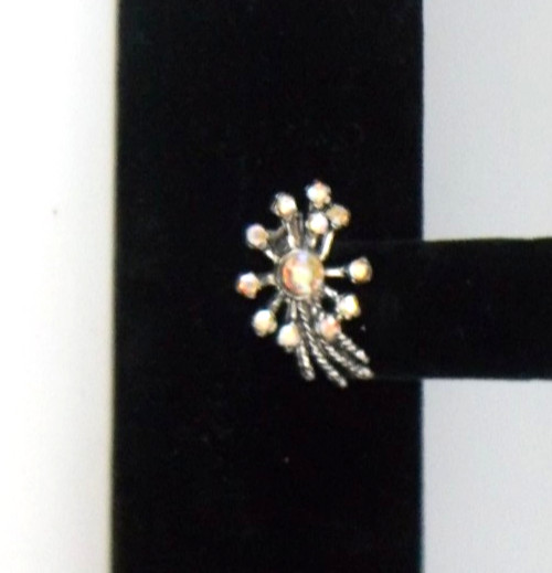 Vintage Silver Tone Abstract Brooch – Sculptural Pin – All Stones Present