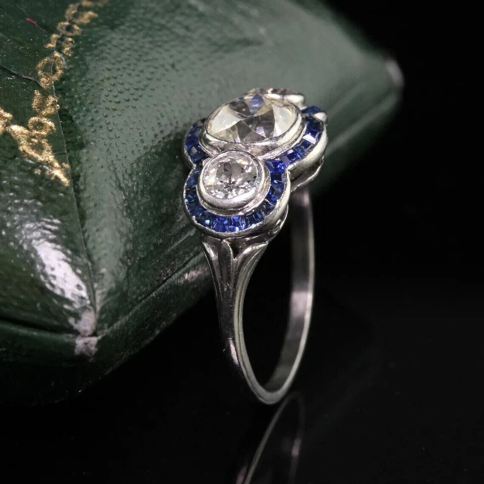 2.55Ct Art Deco Style Lab-Created Diamond Engagement 14k white Gold Finish Ring