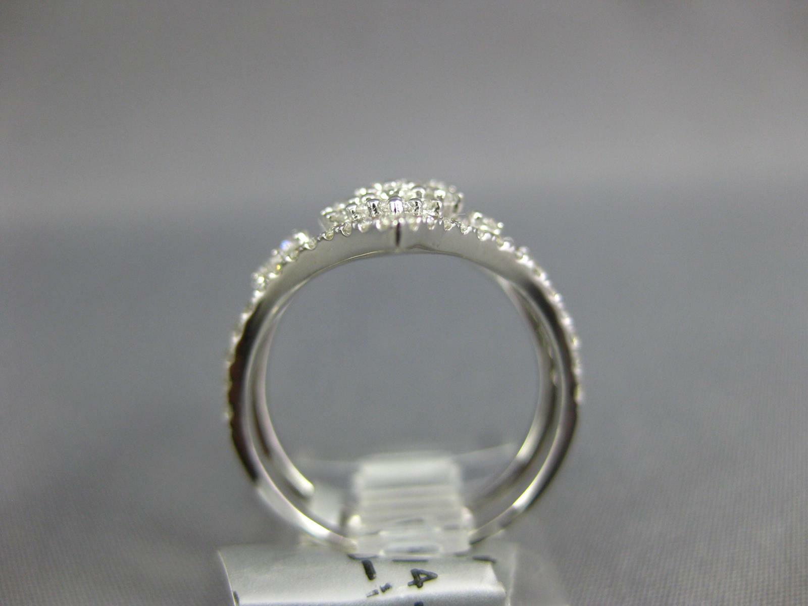 ESTATE LARGE 1.53CT DIAMOND 18KT WHITE GOLD 3D CLUSTER DOUBLE V SHAPE FUN RING