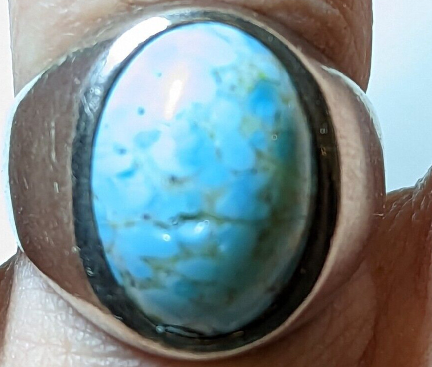 VINTAGE BLUE STONE STERLING SILVER RING SIZE 11 SIGNED RCD 925 MEX