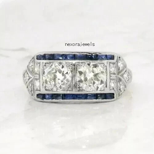 3.05Ct Art Deco Vintage Style Lab Created Diamond Wedding 14K White Gold FN Ring
