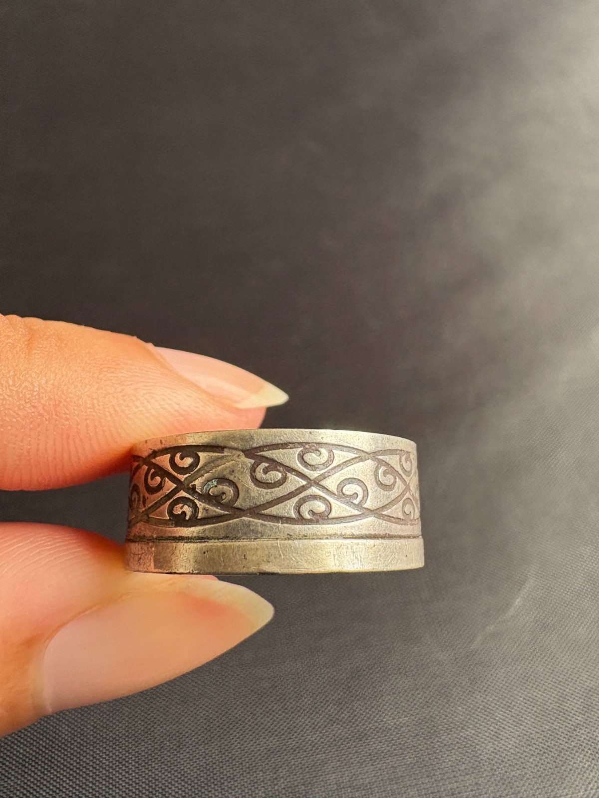 Vintage Silver Ring Handcrafted Moroccan Berber Design Ring Tribal Size 9 US