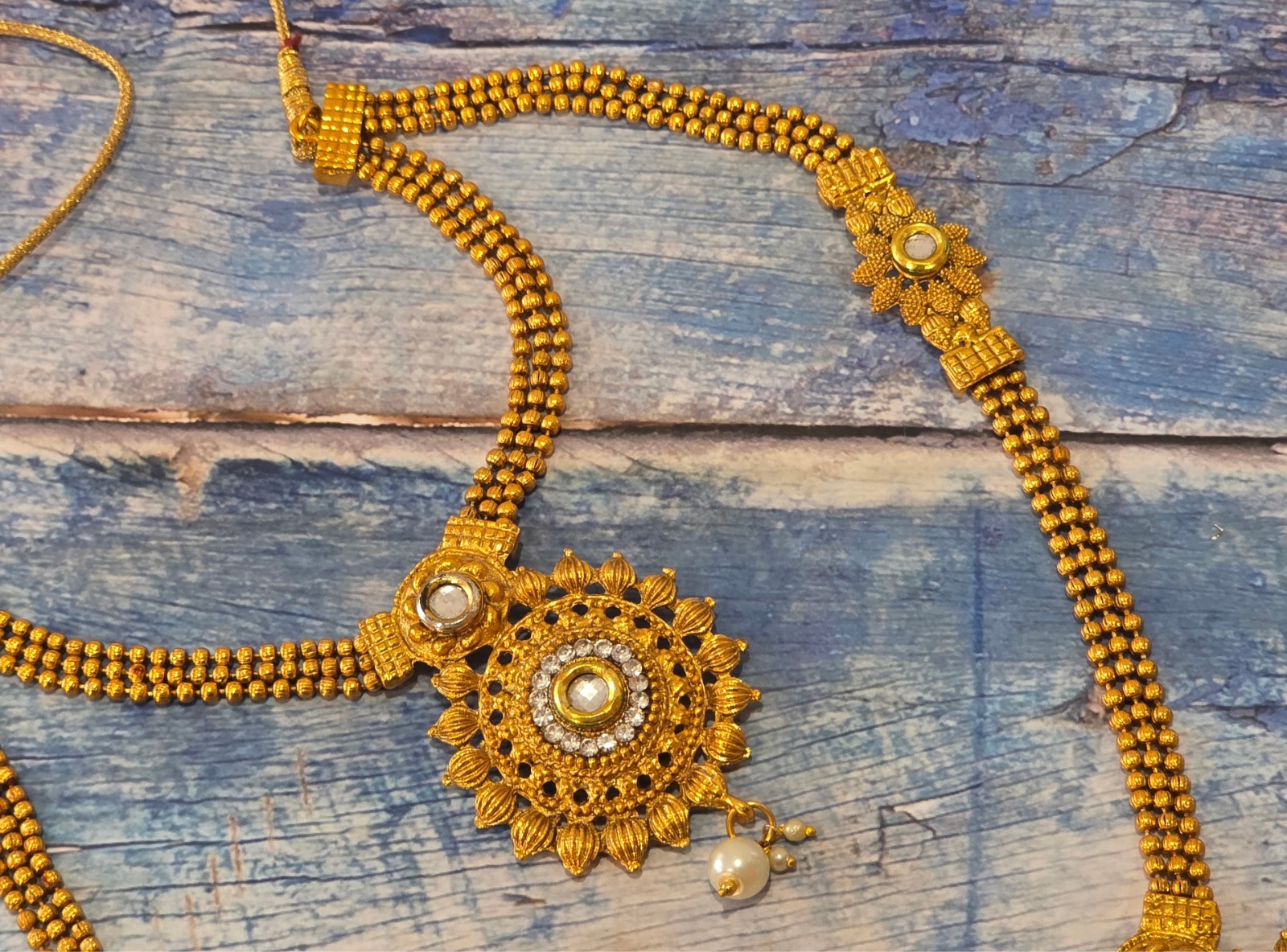 VINTAGE-RETRO Fabulous 22″ Gold South Indian Bridal Duel Necklace / Asian Haram