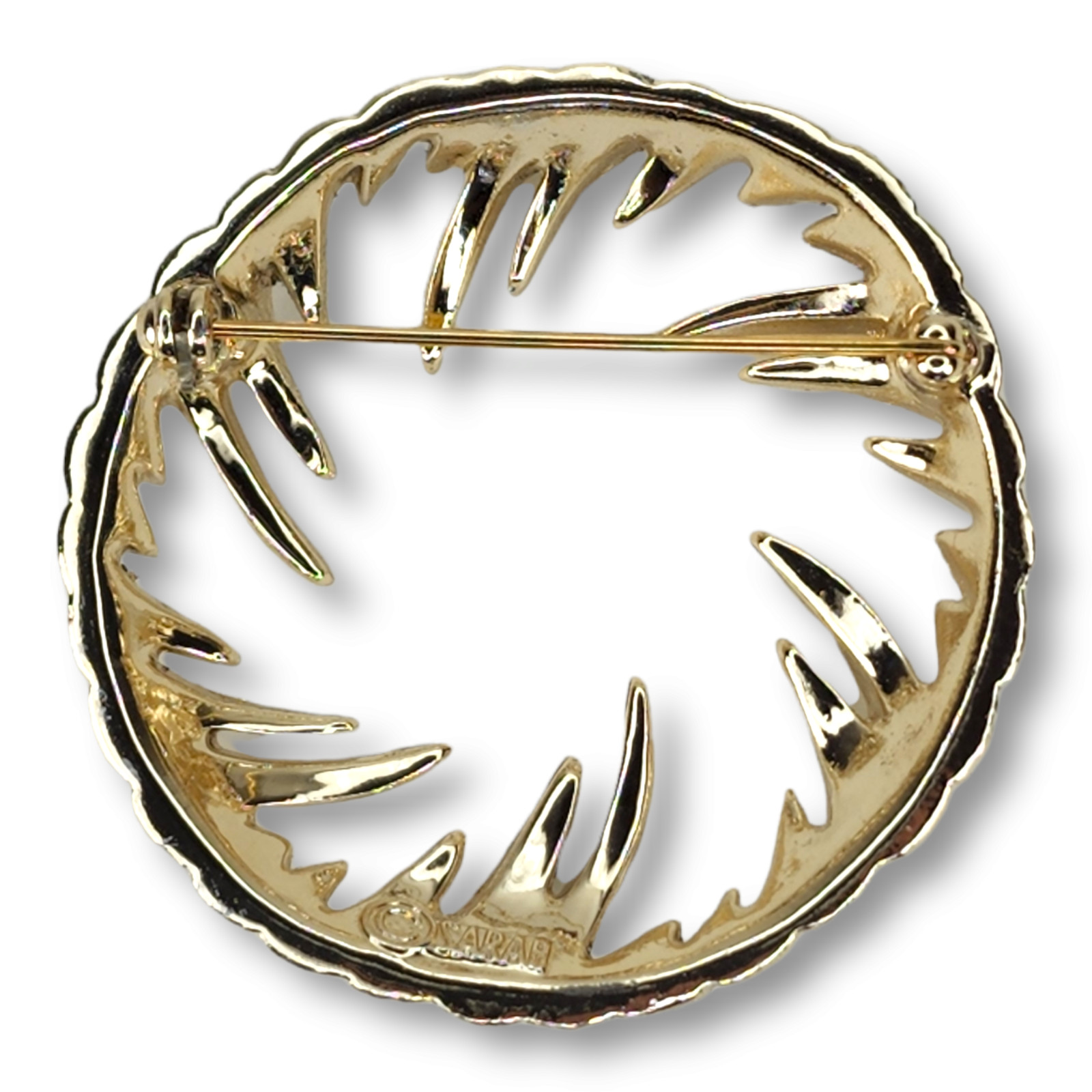 Vintage New Old Stock Sarah Coventry Circular Gold Tone Silver Tone Brooch Pin