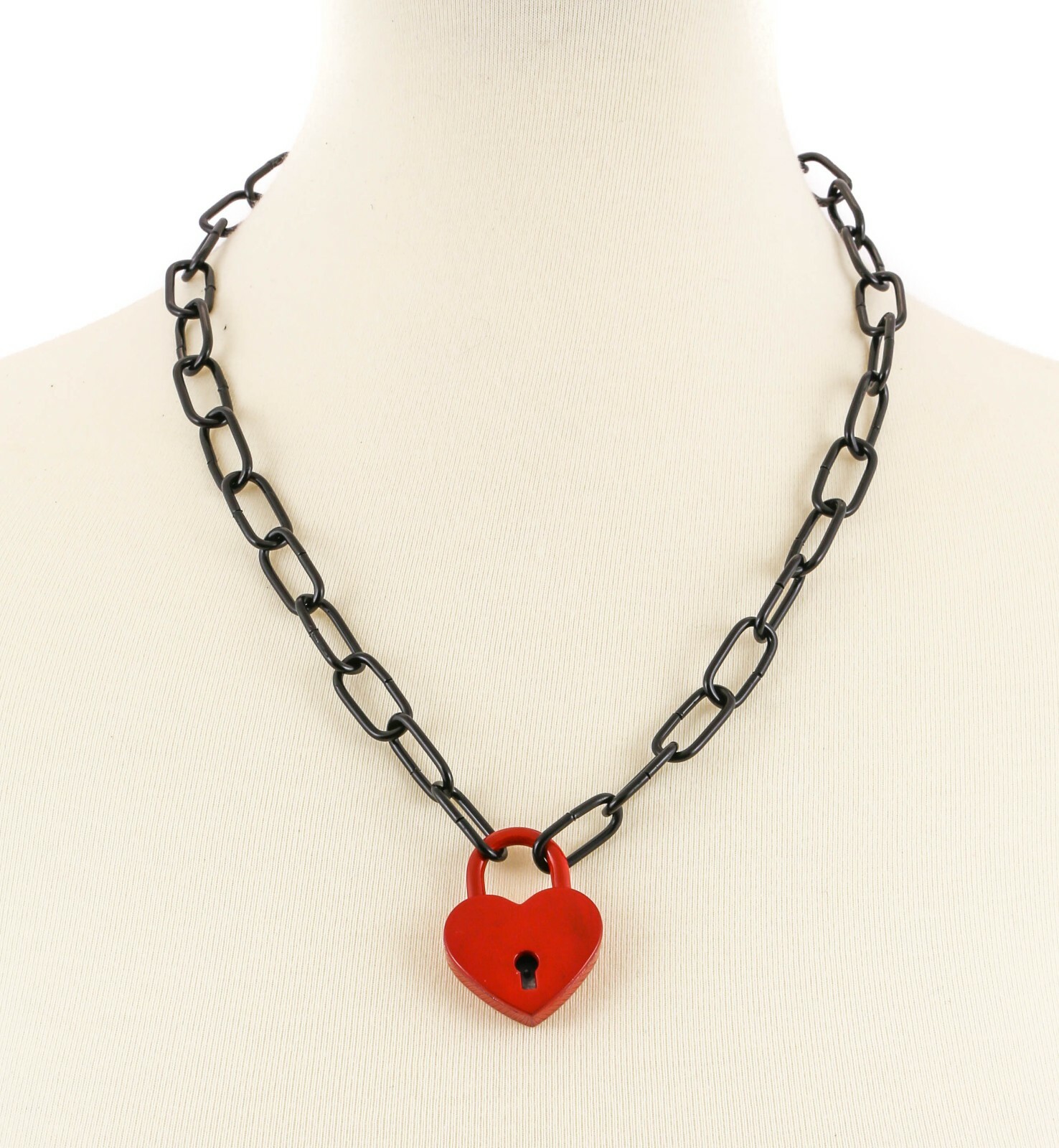 Red Heart Padlock Sid Vicious Style Pendant Punk Goth Thrash Metal Style