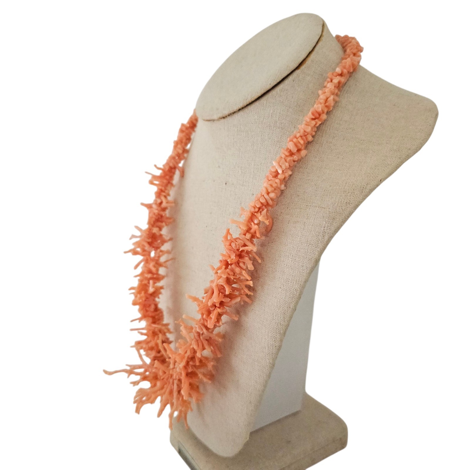 Graduated Coral Branch Necklace Vintage Genuine Natural 22″