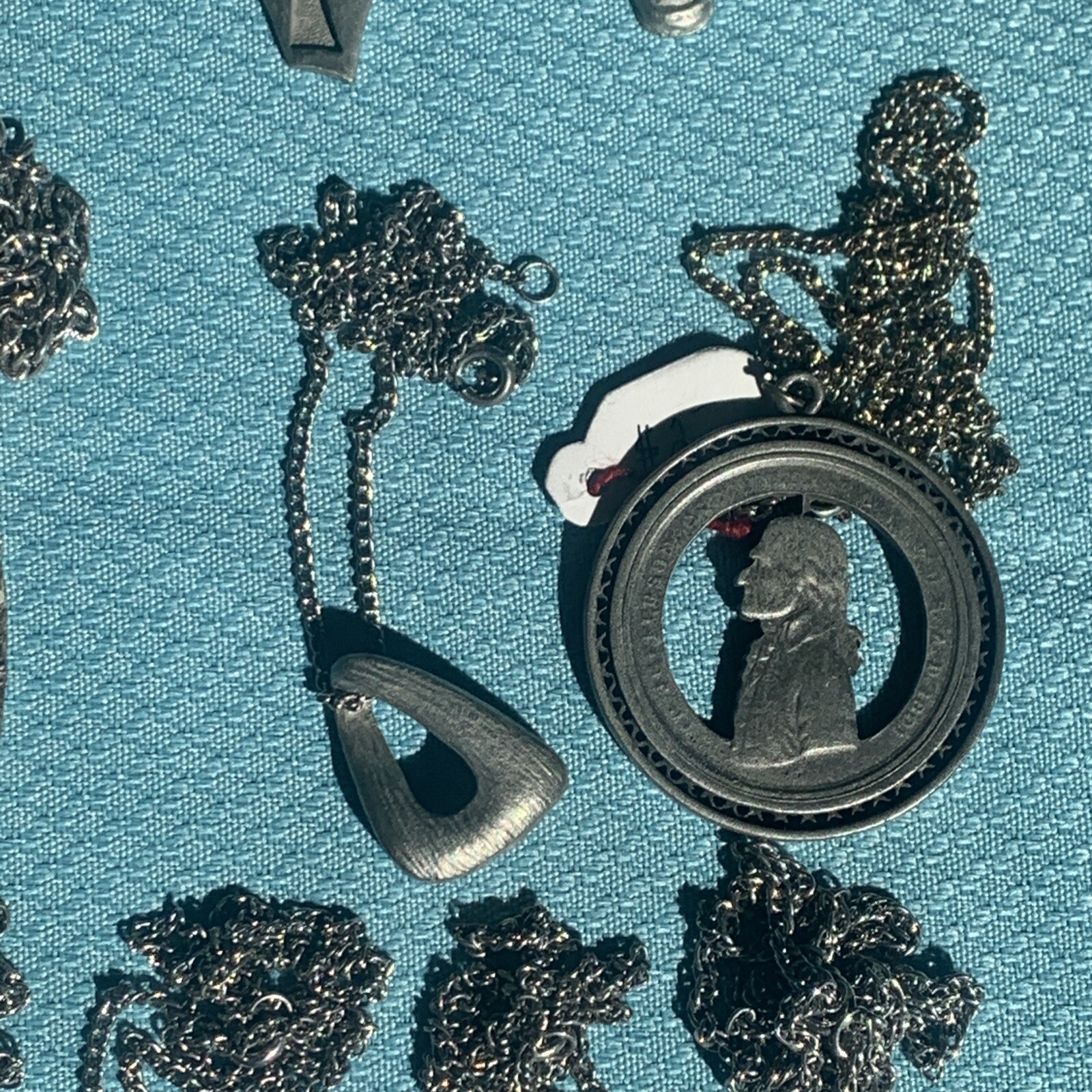 Vintage Pewter BDA Pendant Necklace Lot Of 40 Mixed Variety Signed NOS LBS610