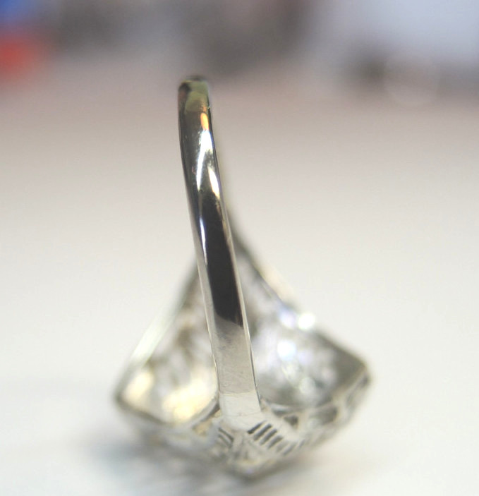 Antique Art Deco Diamond Engagement 18K White Gold Ring Size 5.75 EGL USA