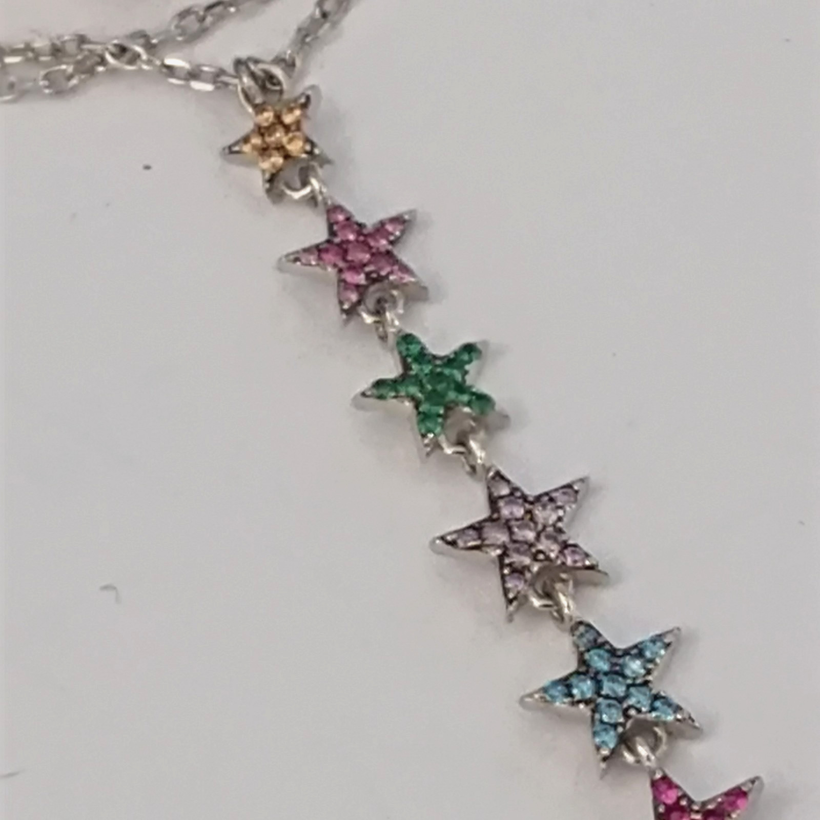 Hand Chain Bracelet Sterling Silver Slave Bracelet Ring Connected Stars Crystals