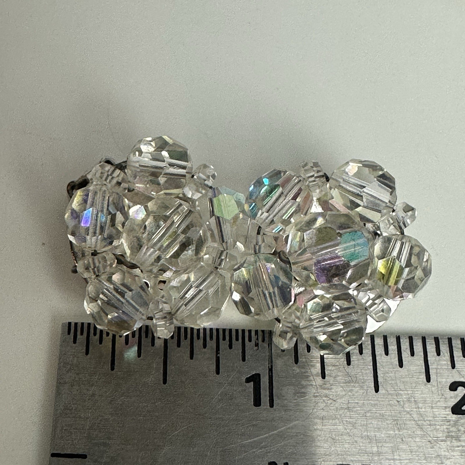 Vintage Clip On Earring Lot Millefiore Hollycraft Star Orchid Moonglow Purple