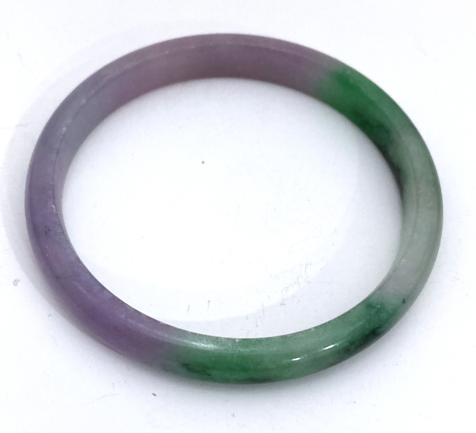 Vintage Natural Lavender/Purple & Green Jade Jadeite Bracelet Bangle 2.3” dim