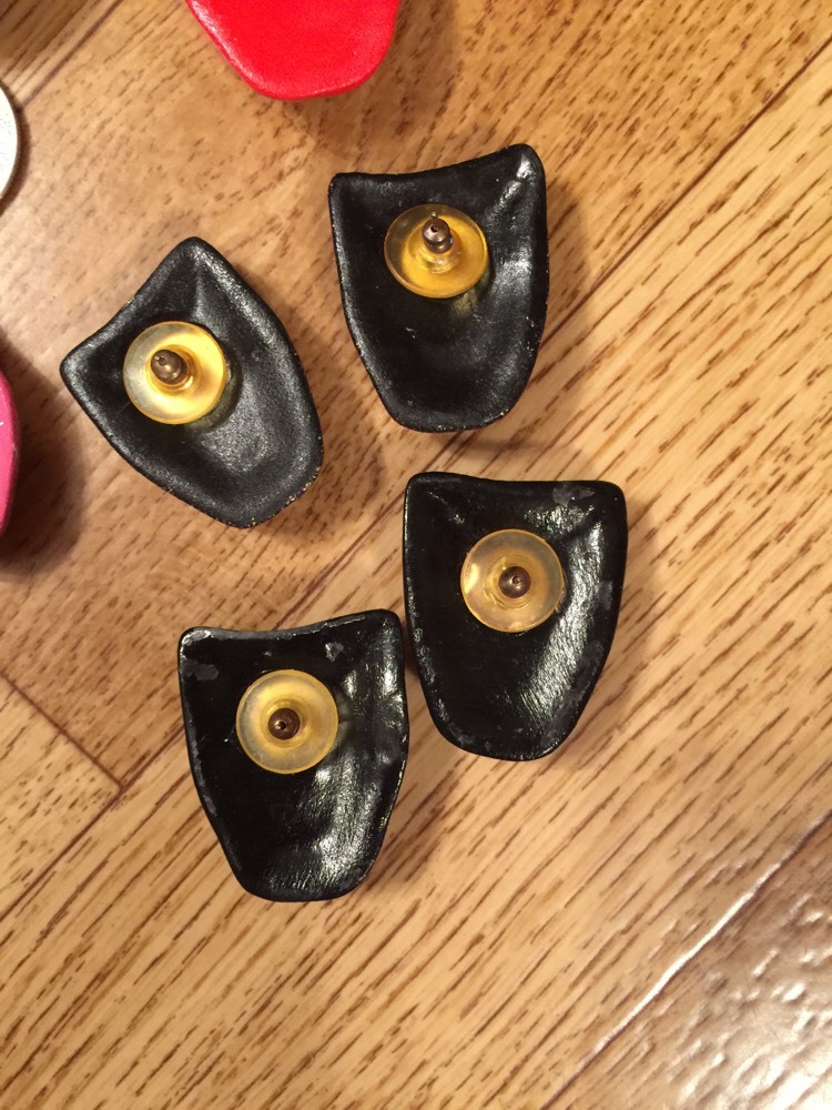 Art Pottery Ceramic Post Earrings 7 Theater Masks Comedy Drama Vintage 1950