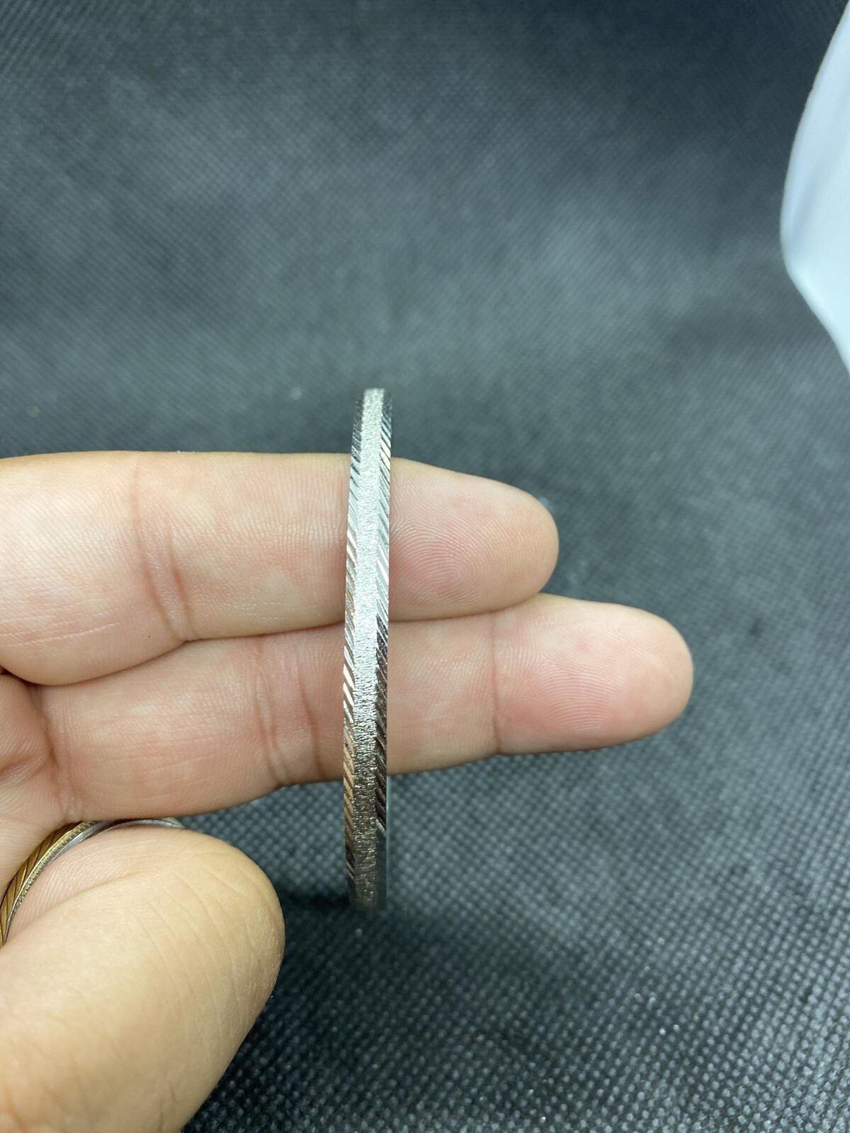 Vintage Silver Tone Etched Signed Trifari Bracelet 2 1/2” Across 1/4 Wide