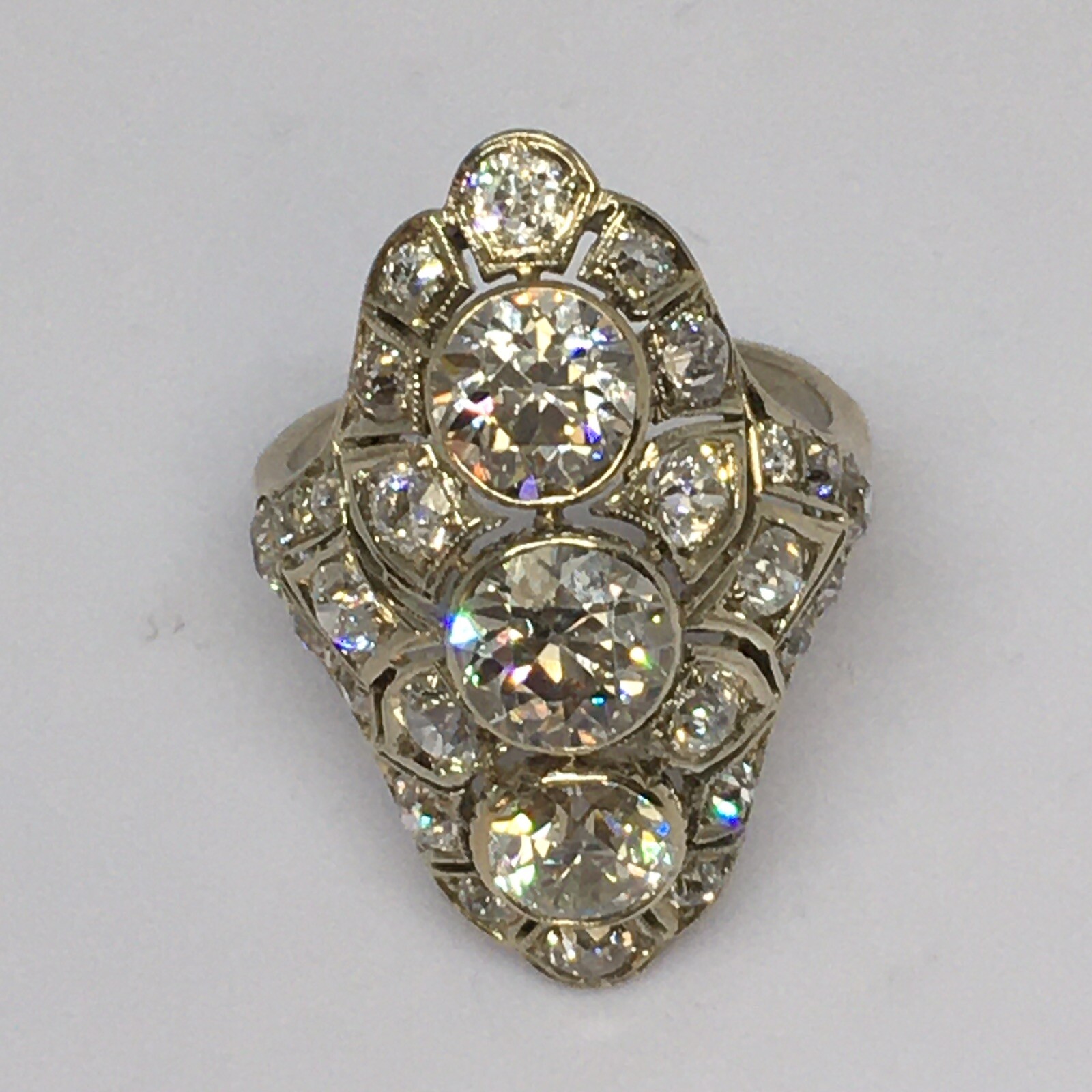 Art Deco 1920s Antique Ring 14K Gold 3.85 Ct Old European Cut American Size 6.5