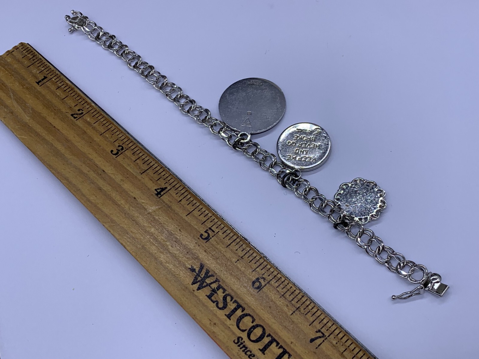 VINTAGE STERLING SILVER GEMINI MAY JUNE HAPPY BIRTHDAY COIN CHARM BRACELET