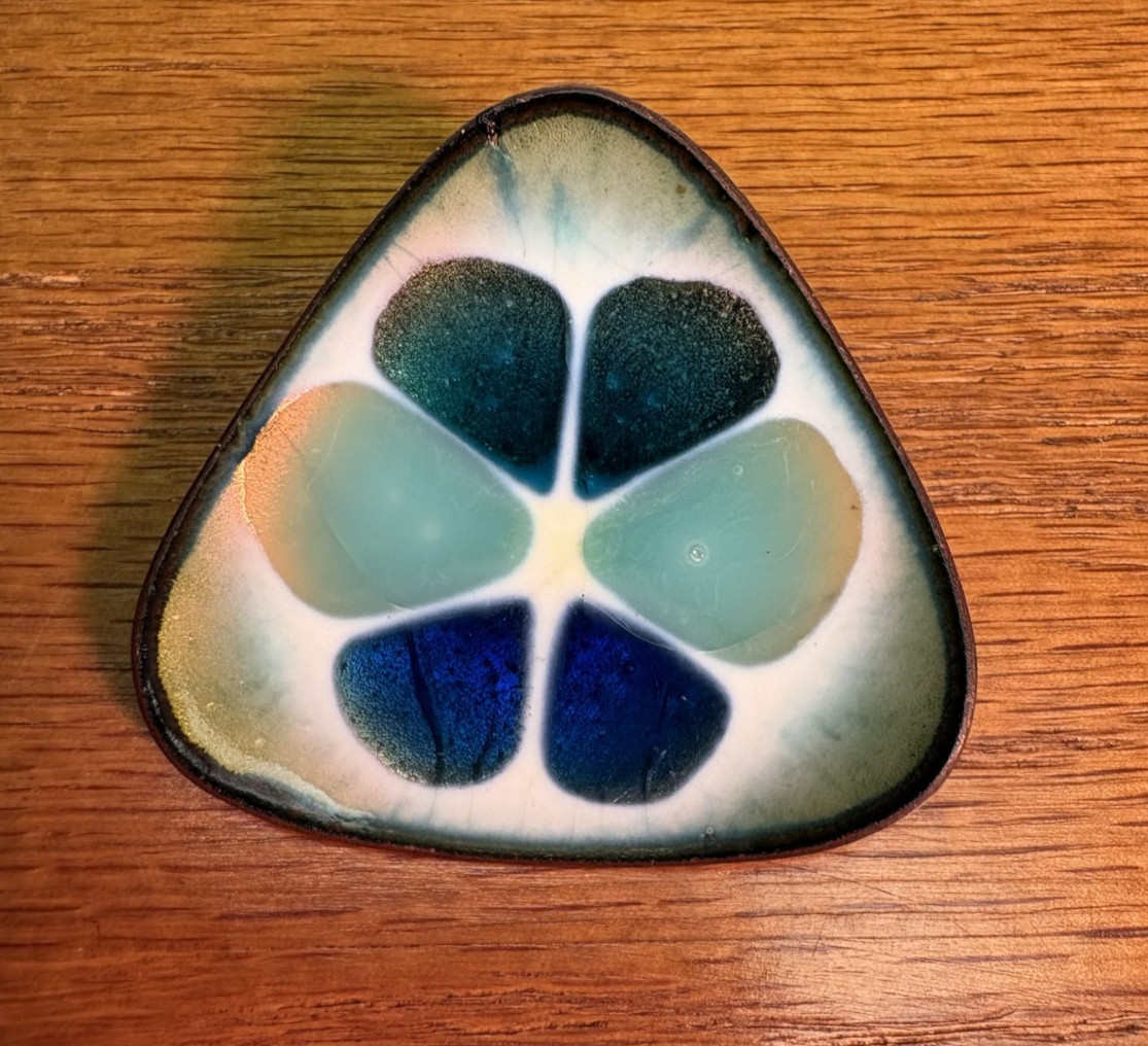 Vintage”HOGAN BOLAS” Brooch,Copper Enamel Finish.