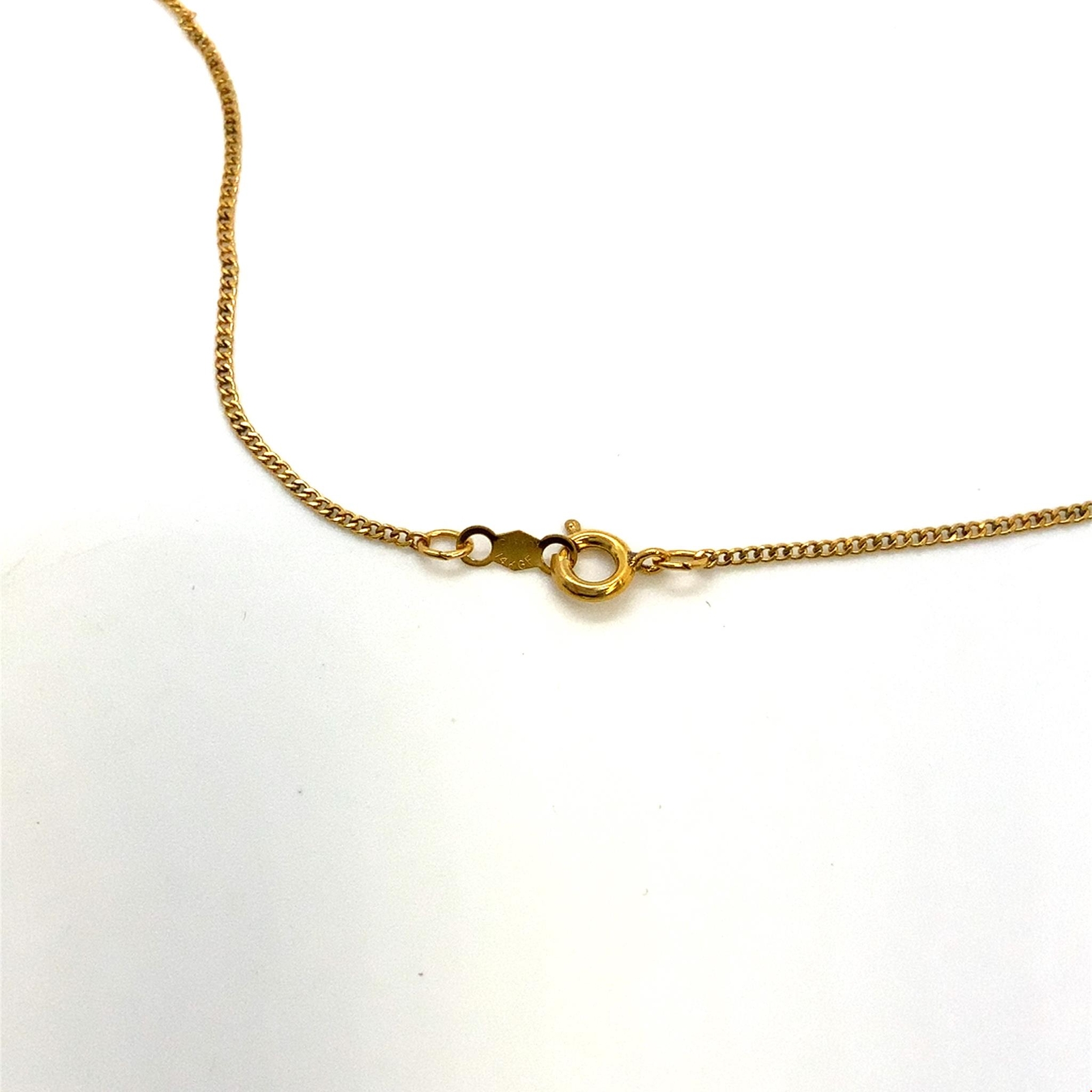 Vtg Signed 14k Gold Filled Lenox Puff Heart Porcelain Pendant Necklace sz 18 1/2