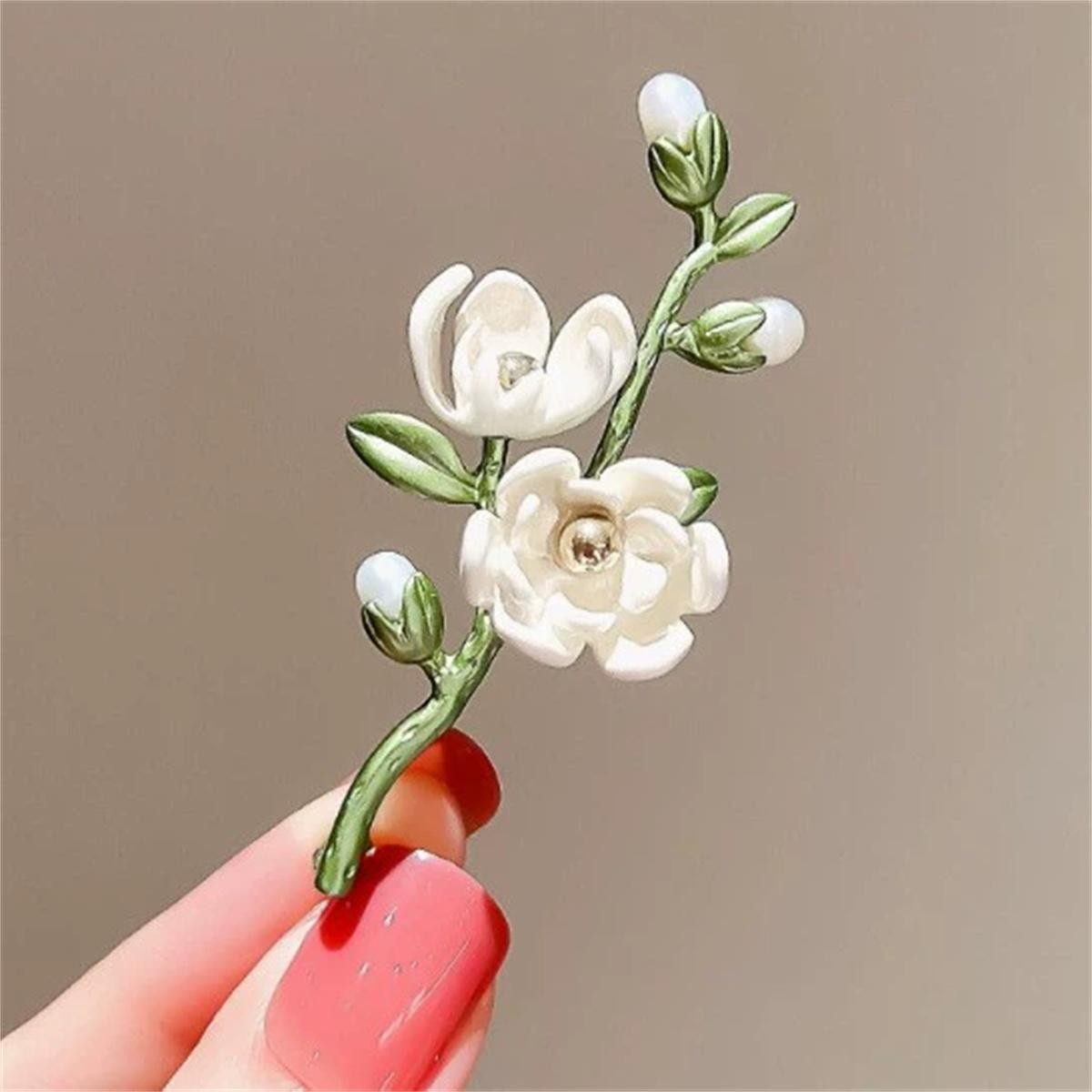 Vintage Magnolia Brooch Korean Ins Style Elegant Pin Jewelry Accessories Gift