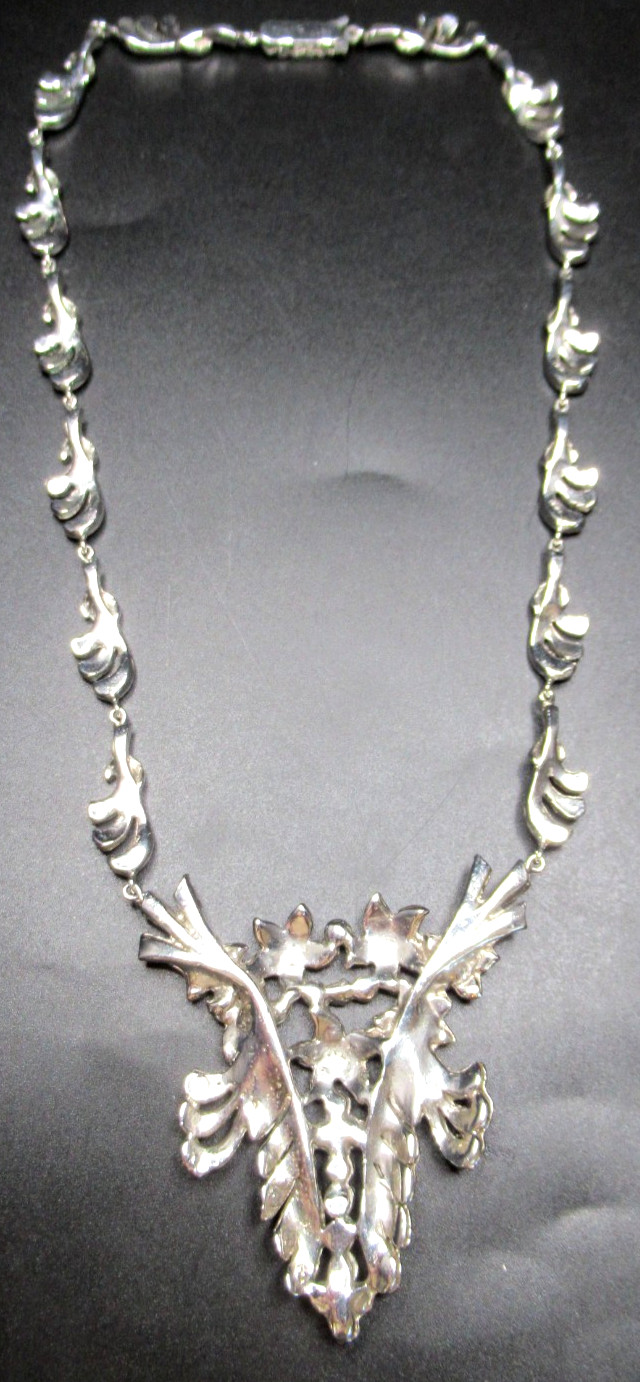 Gorgeous Sterling Silver Paste Marcasite Antique Necklace