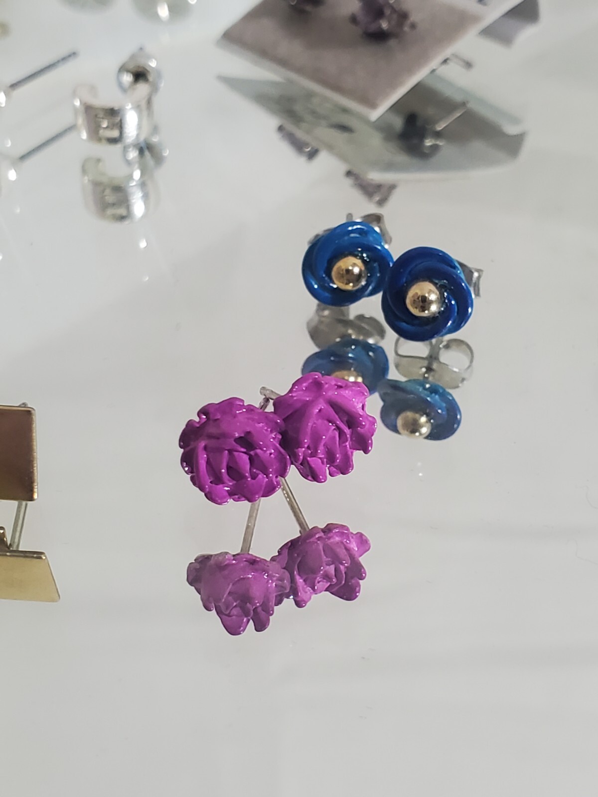 Vintage Earring Lot 16 pair miniature rose angel butterflies posts 60s 80s 90s