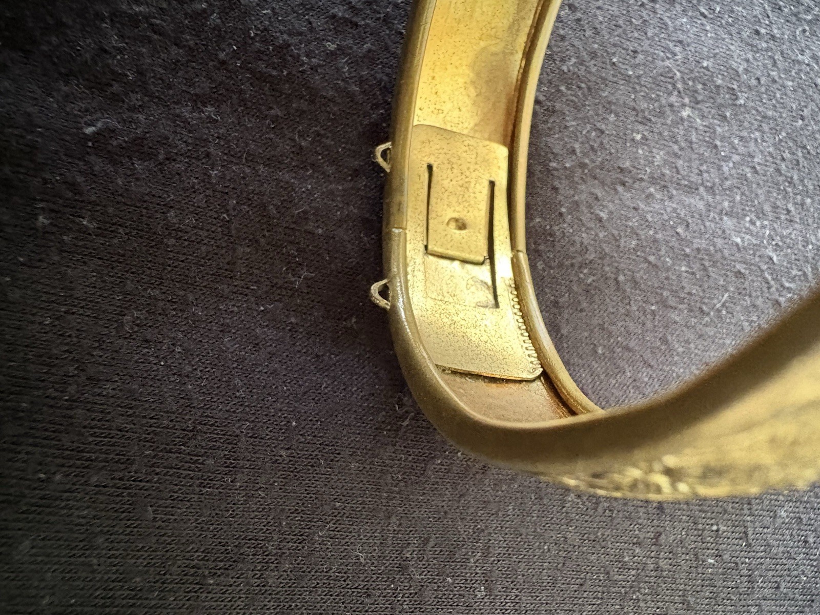 Vintage Lot of 2 Gold Floral Engraved Hinged (1) Brass Bangle Bracelets