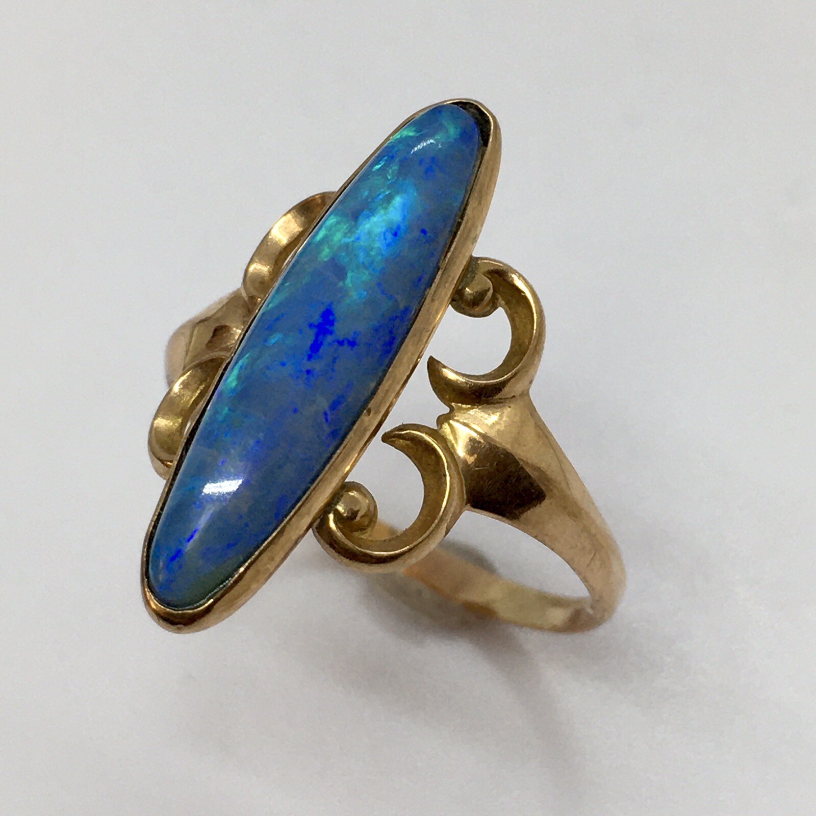 Antique American 10K Gold Victorian 1880s Natural Opal Ring Size 8
