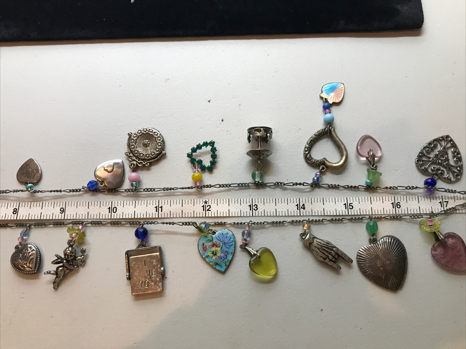 Vintage Glass Works Studio Glass & Silver Charms in Multi Colors Necklace 12