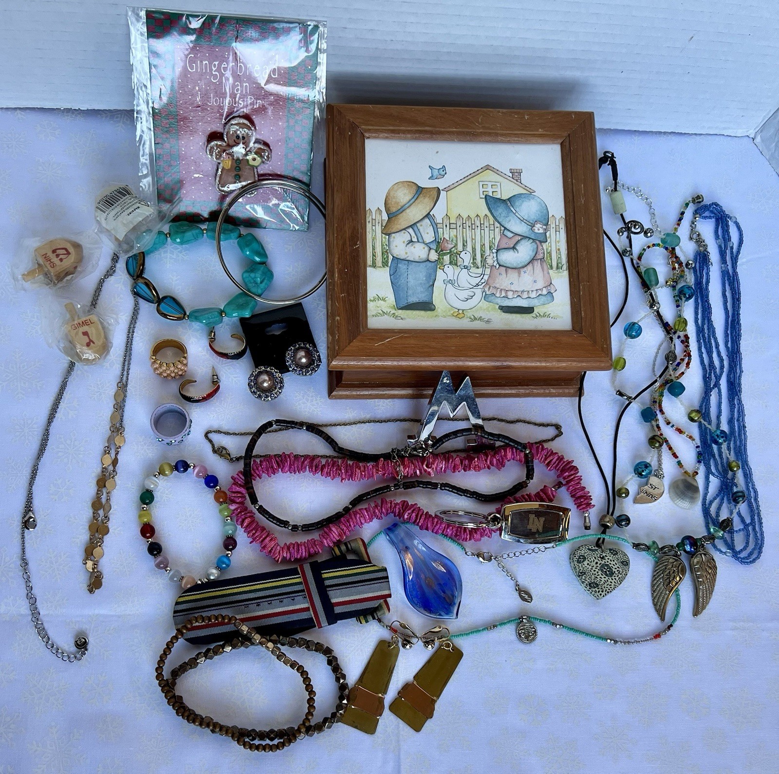 Jewelry Box With Jewelry Lot 1lb 8oz Vtg Ceramic Wood Box Jewelry & More!